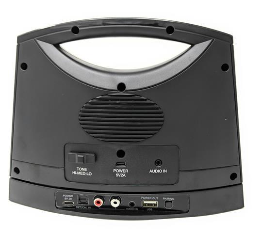 Back view of the Serene Innovations Sereonic TV Sound box - Wireless TV Speaker with Optical & Analog Connectivity BT200