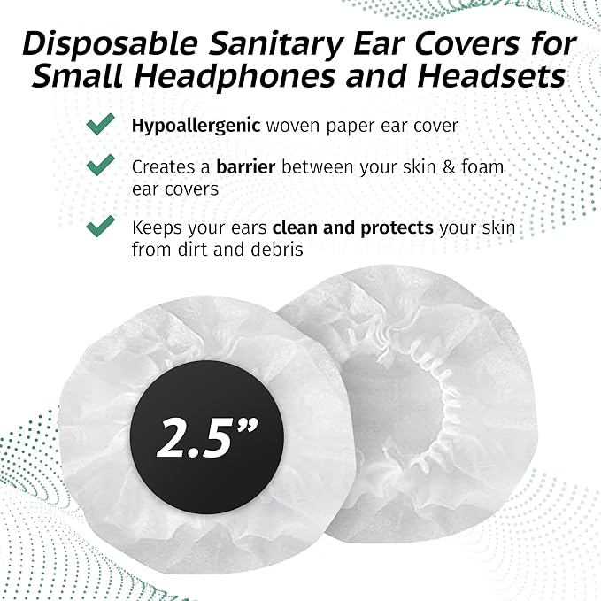 Sanitary Ear Pad Covers for Headphones EPC100 Box of 100 Personal Sound Amplifier 