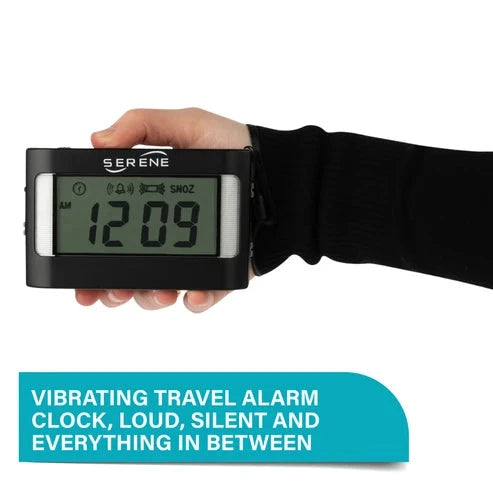 Serene Innovations Vibrating Travel Alarm Clock with Flashlight and Pillow Clip VA-2001 Alarm Clock 