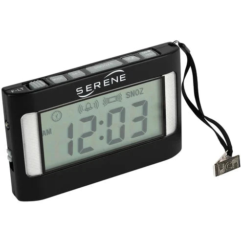 Serene Innovations Vibrating Travel Alarm Clock with Flashlight and Pillow Clip VA-2001 Alarm Clock 