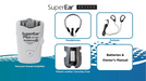 SuperEar ® PLUS SE7500 Sound Amplifier with Headset and  Earbuds Audio Amplifier with patent leather carrying case. 