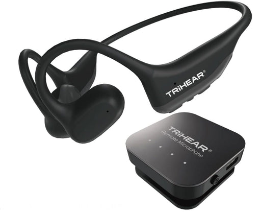 TriHear Liber Open-Ear Assistive Listening Device on a white background