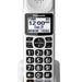 The white Panasonic KX-TGM470W Amplified Cordless Telephone Extra Handset with charging base.  This is a closeup.  This item must be purchased seperately. 