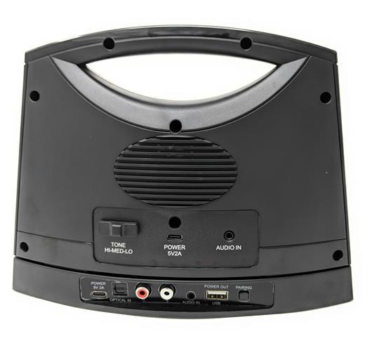 Back view of the Serene Innovations Sereonic TV Sound box - Wireless TV Speaker with Optical & Analog Connectivity BT200 