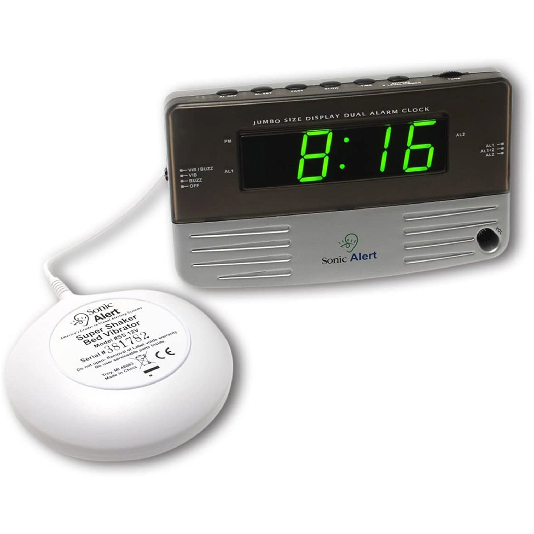 Sonic Boom Vibrating Travel Alarm Clock SB200ss — Deaf & Hear Alberta