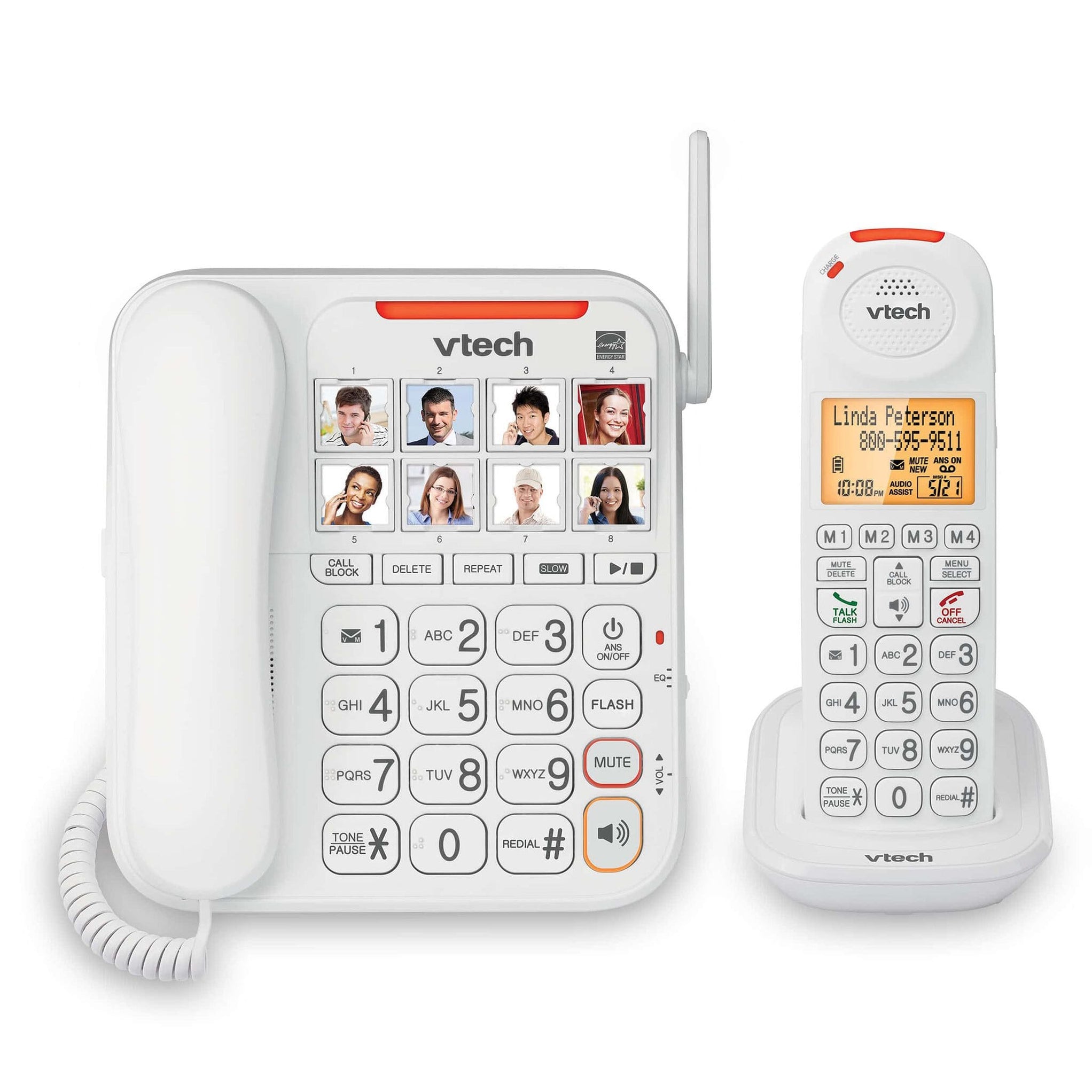 Vtech SN5147 Amplified Corded/Cordless Phone with Answering System, Big ...